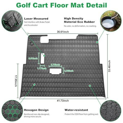 LEAPGOMAX Black Golf Cart Floor Mat for EZGO TXT, Valor, EX1, Cushman Workhorse