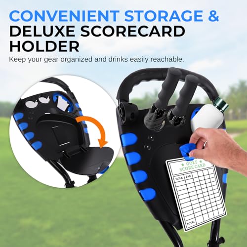 Foldable 3-Wheel Golf Push Cart with Adjustable Handle and Brake