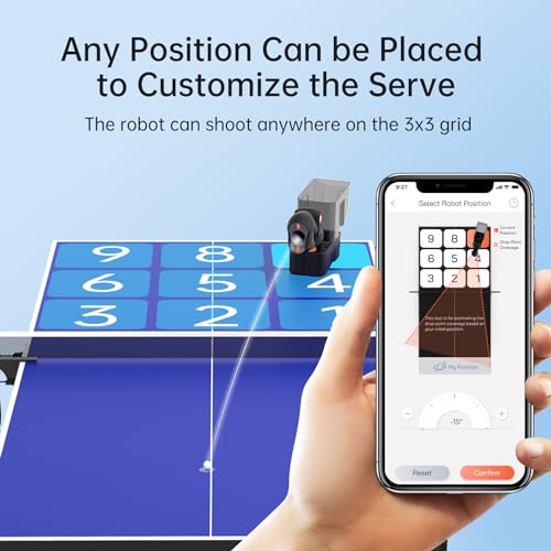 PONGBOT Table Tennis Robot with Net, 264 Drills, Remote & App Control