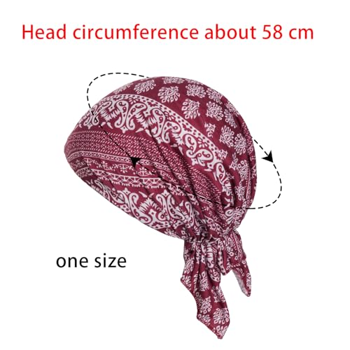 4pcs Pre-Tied Chemo Head Scarf Beanie Cap - Sleep Turban Headwear for Women, Blue Variation