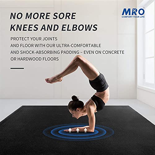MRO Extra Large Black Yoga Mat 6x4 ft, 9mm Thick Non-Slip Exercise Mat