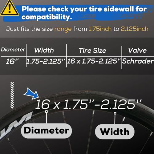 16 Inch Bike Tube & Stroller Tire Tube 16x1.75-2.125 Schrader Valve 2 Pack