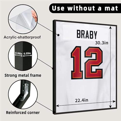 CCDCC Aluminum Jersey Display Frame 2 Pack - Sports Shirt Wall Mount, Protective Plexiglass, Fits Football Baseball Basketball Soccer Hockey