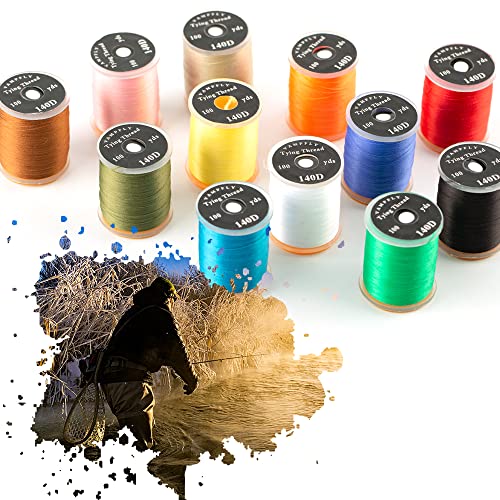 Fly Tying Thread Set - 12 Bright Colors, 140D Nylon for Dry and Wet Flies