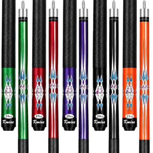 Kmise Canadian Maple Pool Cue Set - 8A Low Deflection 58-Inch Billiard Sticks, Set of 5