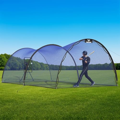 Portable 22ft x 12ft x 8ft Baseball & Softball Batting Cage with Netting & Pitching Hole