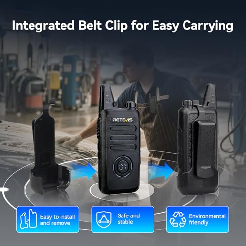Retevis RT22S Walkie Talkies 6 Pack with Earpieces & 6-Way Charger - Shatterproof Hidden Display, License-Free Two-Way Radio