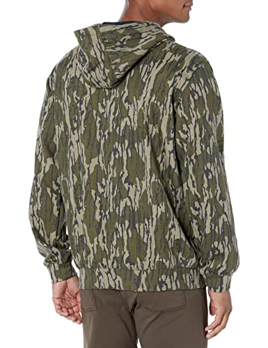 Men's Loose Fit Camo Sweatshirt - Midweight Cotton Blend, Mossy Oak Bottomland Variation