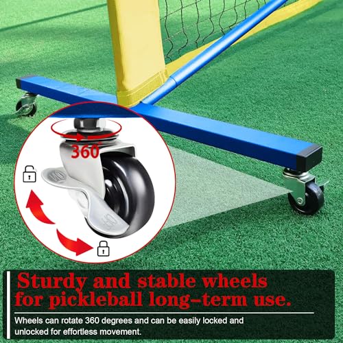 Zdgao Blue 22FT Portable Pickleball Net Set with Wheels & 4 Paddles - Indoor & Outdoor