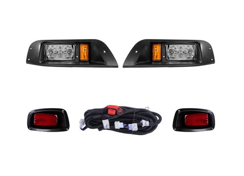 VPAHub EZGO TXT 1996-2013 LED Adjustable Light Kit 48V, 2 LED headlight, 2 LED taillight, 1 Basic wiring harness, instruction & hardware included