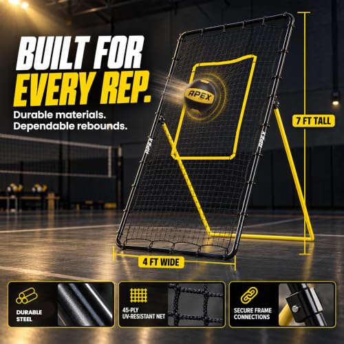 Apex Sports Volleyball Rebounder - Adjustable 7x4 ft Training Net for Practice