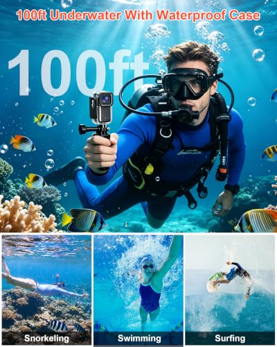 4K Waterproof Action Body Camera with 64GB Card, Wi-Fi, Screen & Mounts