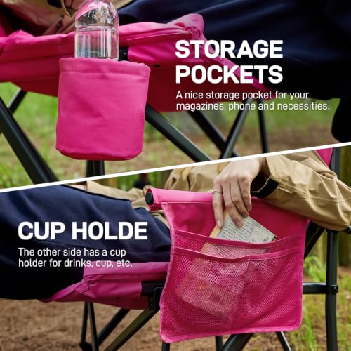 Ever Advanced Pink Oversized Padded Camping Chair for Women, Heavy Duty 500lbs Capacity