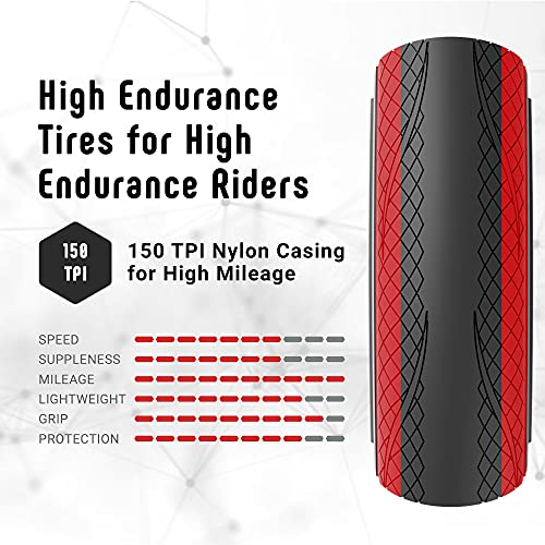 Vittoria Rubino Pro Road Bike Tire 3C Graphene 150 TPI Durable Tubeless Compatible
