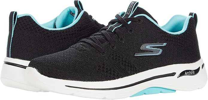 Skechers Women's Go Walk Arch Fit Unify Sneakers - 10 Wide Black/Aqua
