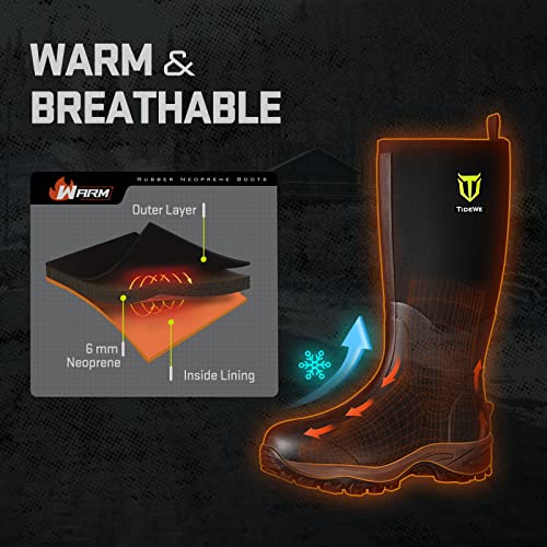 TIDEWE Waterproof Neoprene Boots for Men & Women - Black / Size 11 Women / 10 Men