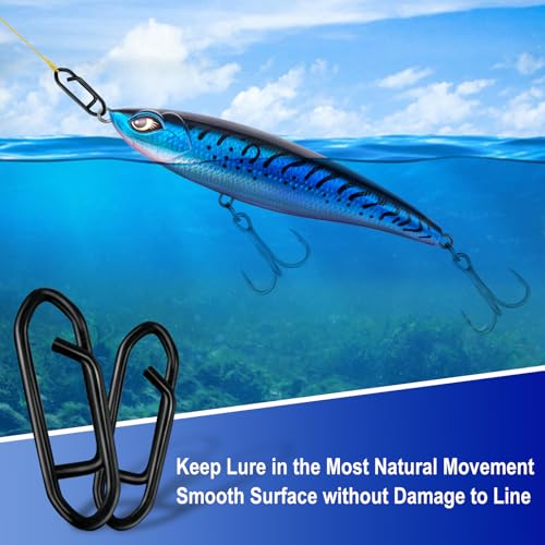 75LB Stainless Steel Fishing Speed Clips for Lure Quick Change - Black Coated, Saltwater & Freshwater