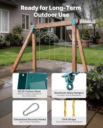 Heavy-Duty Swing Set Brackets with 2 Seats & Hardware for Backyard Playground
