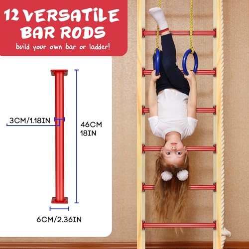 12 PCS 18-Inch Heavy Duty Steel Monkey Bars Set for Kids Backyard Playset