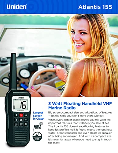 Uniden Atlantis 155 Handheld Marine Radio Waterproof VHF with NOAA Weather
