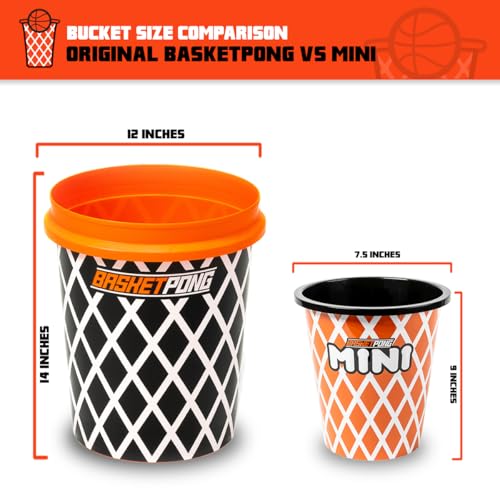 Mini Yard Pong and Basketball Game Set with 12 Buckets, 2 Balls, Carrying Bag & Pump