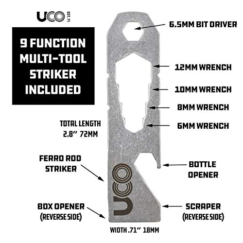 UCO Survival Fire Striker with Tether & Multitool - Red