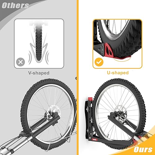 TORACK Wall Mount Bike Rack 2.4" No Lifting Swivel Bicycle Holder, Black 1-Pack
