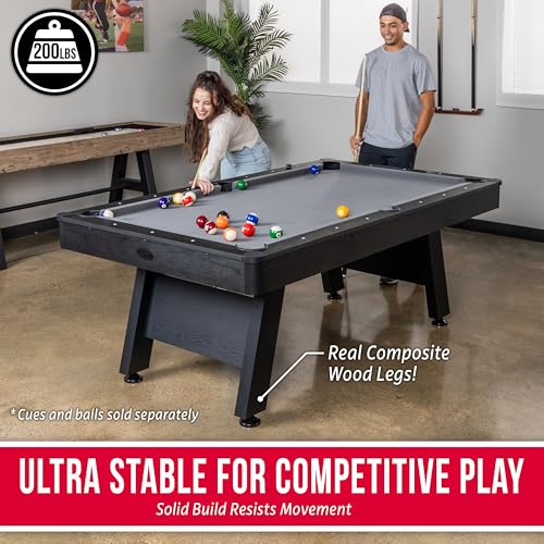 GoSports 7 ft Pool Table Gray Finish with Premium Billiards Design – Room Size 16x13 ft