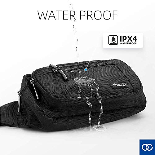 FREETOO Large Capacity Fanny Pack for Men & Women Black Waist Bag