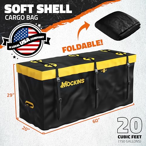 Mockins 20 CuFt Waterproof Cargo Bag for Hitch Carrier – 60x20x29 Inch All-Weather Storage