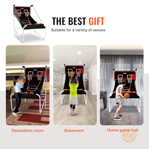 VEVOR Foldable Indoor Basketball Arcade Game 2 Player with 8 Game Modes & Scoreboard