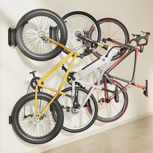 monTEK Swivel Bike Wall Mount for Fat Tire Bikes Up to 4.5 Inches Width - 3 Pack