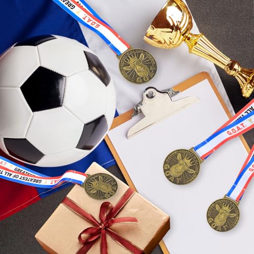 12Pcs Light Bronze Double-Sided Goat Medals with Ribbons - Award & Recognition