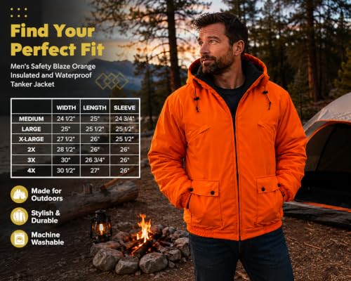 TrailCrest Men's 2X Orange Camo Waterproof Insulated Tanker Jacket - Blaze Orange