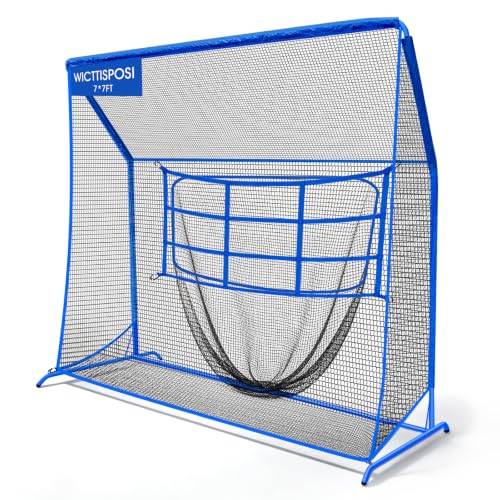 7x7 ft Baseball Softball Batting Cage Net with Metal Frame - Hitting & Practice