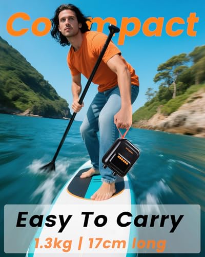 Rechargeable Electric Paddle Board Pump - Black, 20PSI, 13500mAh, Portable SUP Air Inflator
