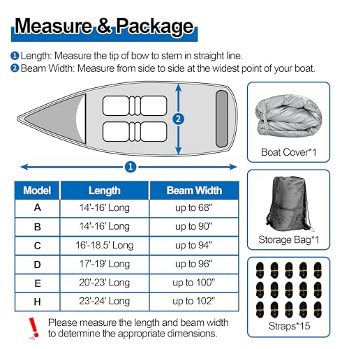 Grey iCOVER Trailerable Boat Cover for V-Hull, 23-24 Ft, Waterproof with Support Pole