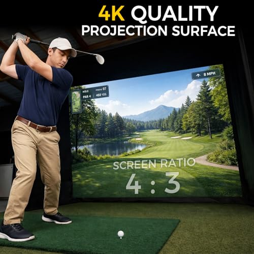 Diandian 10 x 8 ft Golf Simulator Enclosure Kit with 4K-Ready Impact Screen