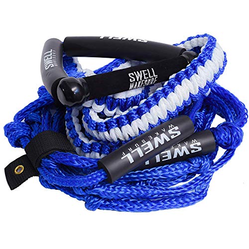 SWELL Wakesurf Rope - Premium Blue Braided Wakesurf Line with Float Handles