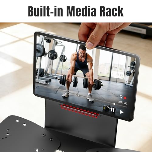 Heavy Duty Adjustable Dumbbell Rack with Tablet Holder and Wheels - Home Gym Organizer