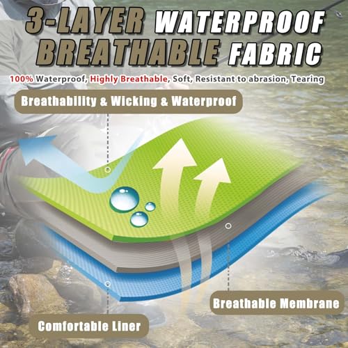 JUSTOOP Medium Waist Wader Pants for Men & Women - Breathable Waterproof Fishing Gear