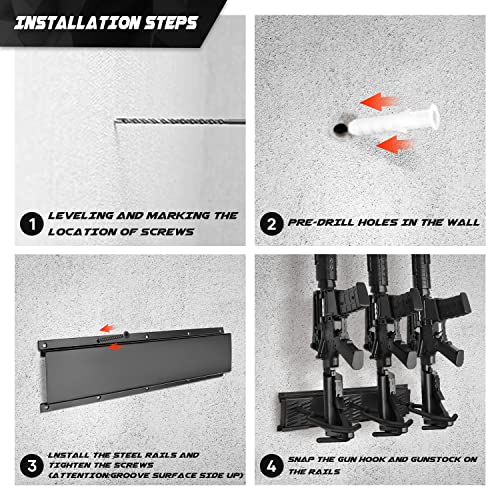 GOHIKING 8-Slot Wall Mount Gun Rack with Soft Padding for Rifles & Shotguns