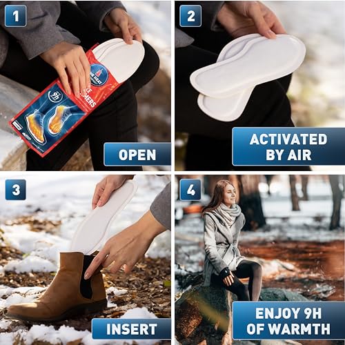Insole Foot Warmers for Women & Men - 6 Pairs, Size Large, 9+ Hours Warmth - Natural Toe & Foot Heaters Variation of Woman 9.5-11 / Men 8.5-10