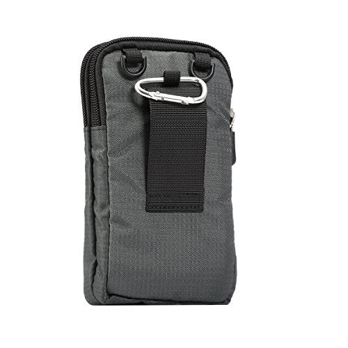 Large Dark Gray Cell Phone Holster with Belt Loop and Adjustable Crossbody Strap