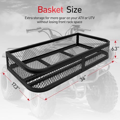 JY PERFORMANCE ATV Front Cargo Basket Heavy Duty Rack 36x17.3x6.3 inches