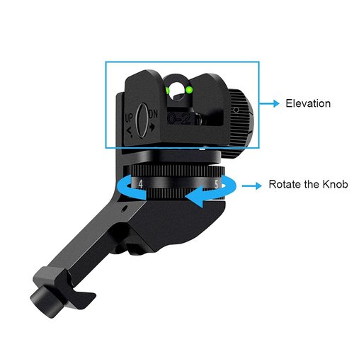 HWZ Front and Rear 45 Degree Offset BUIS Backup Fiber Optics Iron Sight Set for Picatinny 20mm werver (Black)