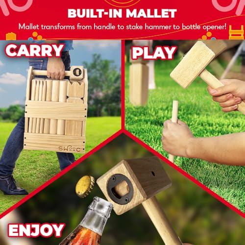 Swooc Kubb Yard Game Set - Premium Hardwood Outdoor Lawn Game for Adults & Kids