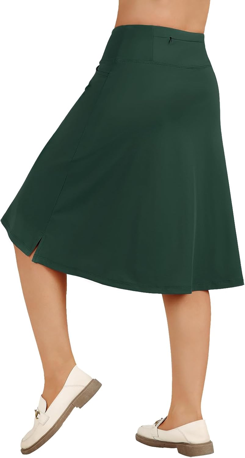 Skiennix Women's Athletic Skorts - Modest Knee-Length Running Skirt | Comfortable Midi Design