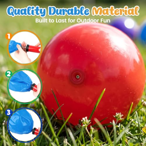 Inflatable Playground Balls Set - 8.5 Inch Sensory Bouncing Balls with Hand Pump - Medium