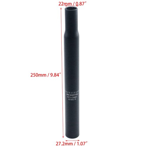 Risbay Bike Seatpost Bicycle Seat Tube Aluminum Alloy Bicycle Mountain Bike Seat Post 250mm/9.84" Length for Mountain Bike and Road Bike, 2PCS(Black)